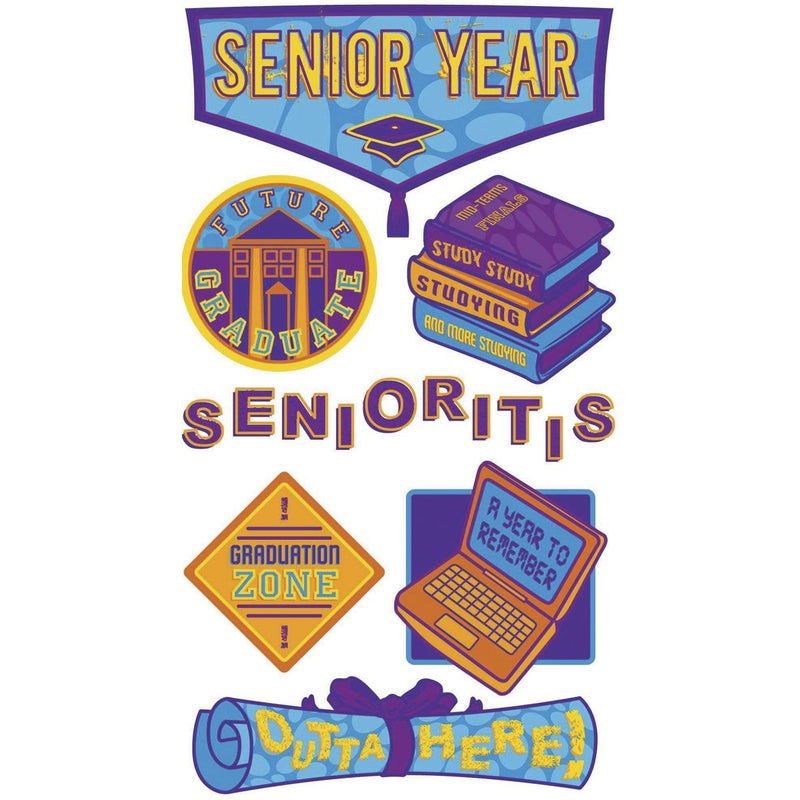 Sticko Metallic Dimensional Stickers-Senior Year